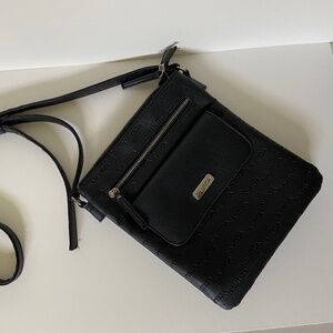 Nautical black leather cross-body bag